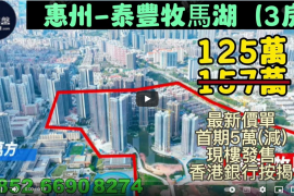 惠州泰丰牧马湖，首期5万(减)，香港银行按揭，最新价单